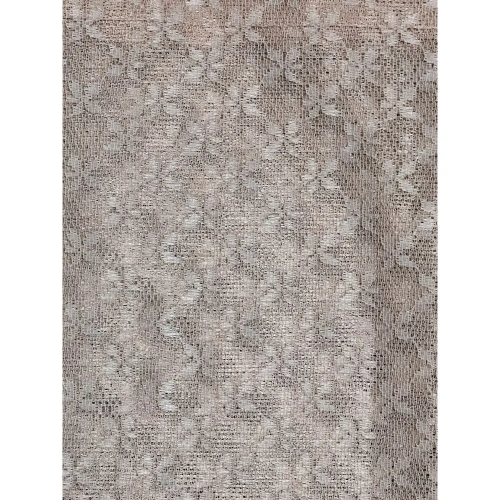 Vintage 70s Peach Embroidered Floral Sheer Lace Curtain Panels Light Orange 2pc